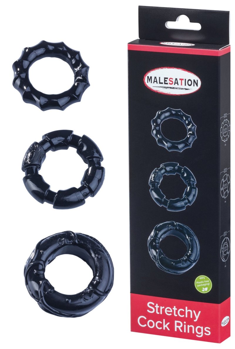 Malesation Stretchy Cock Rings Set – 3 Ergonomic TPE Cock Rings 2.5cm > Cock Ring > Sets - Tophatter Daily Deals