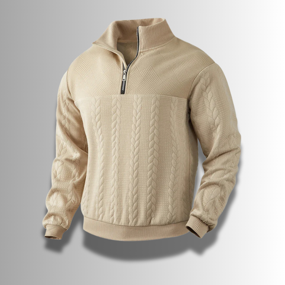 Warm Classic Men's Merino Quarter Zip Sweater – Cable, Wool Beige - Tophatter Daily Deals
