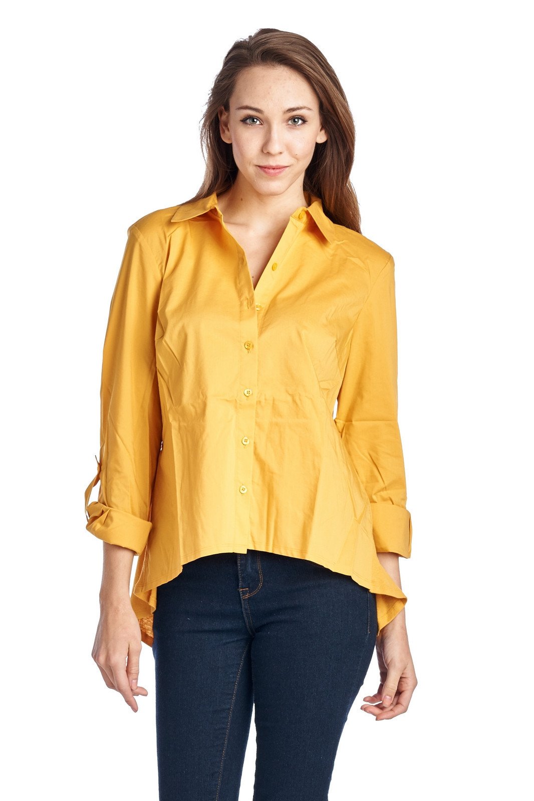 Women's Long Sleeve Button Down Woven/Knit Top Mustard Seed Tops / Button Down - Tophatter Daily Deals
