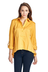 Women's Long Sleeve Button Down Woven/Knit Top Mustard Seed Tops / Button Down - Tophatter Daily Deals