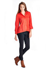 Women's Long Sleeve Button Down Woven/Knit Top Tops / Button Down - Tophatter Daily Deals