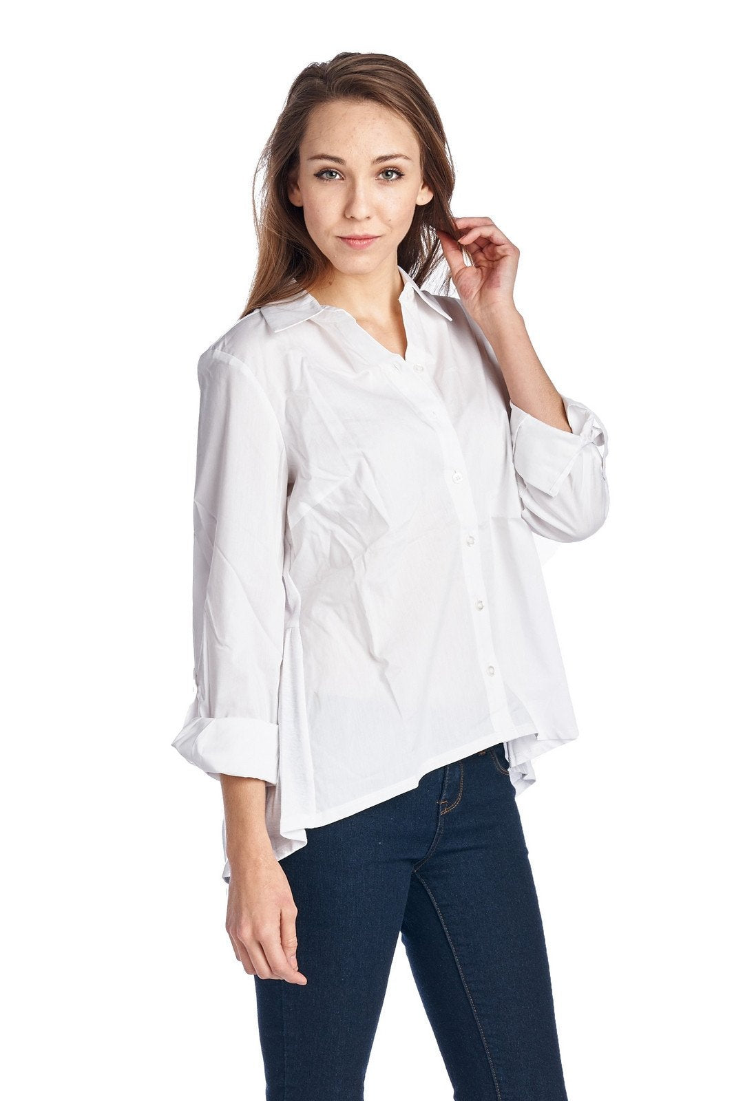 Women's Long Sleeve Button Down Woven/Knit Top Tops / Button Down - Tophatter Daily Deals