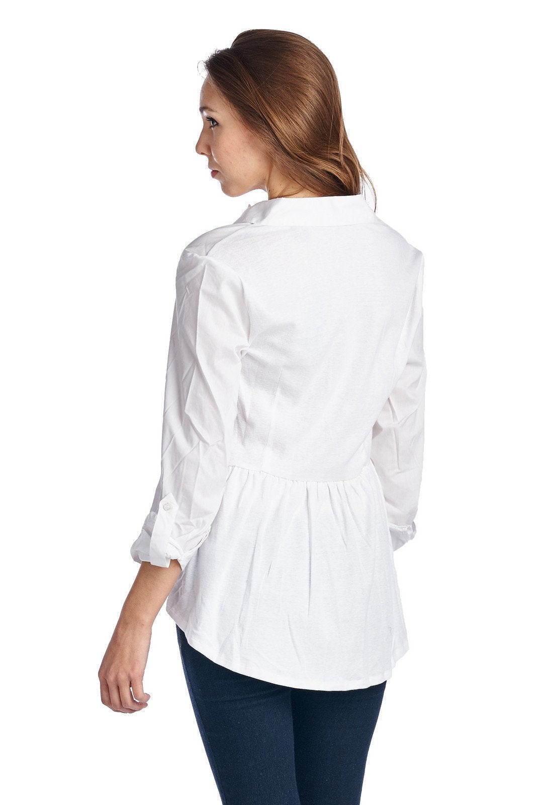 Women's Long Sleeve Button Down Woven/Knit Top Tops / Button Down - Tophatter Daily Deals