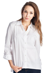 Women's Long Sleeve Button Down Woven/Knit Top Tops / Button Down - Tophatter Daily Deals