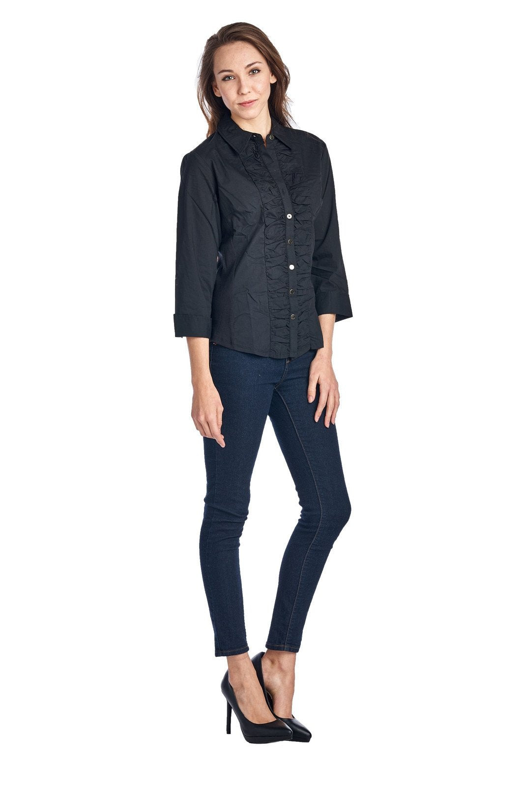 Women's Long Sleeve Button Down Woven/Knit Shirt Tops / Button Down - Tophatter Daily Deals