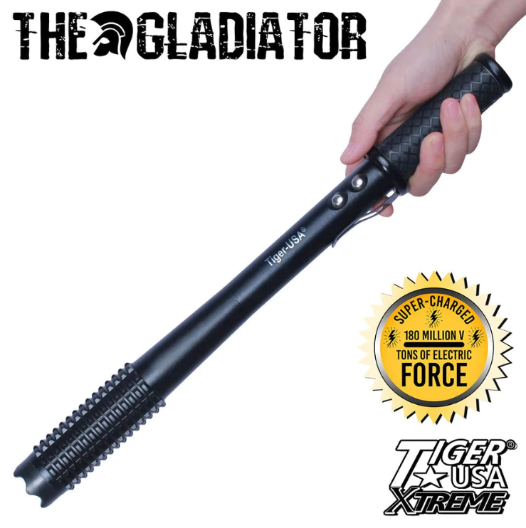 STUN BATON 180M Volts w/ LED Flashlight Stun Gun Tiger USA - The Gladiator SD-StunGun - Tophatter Daily Deals