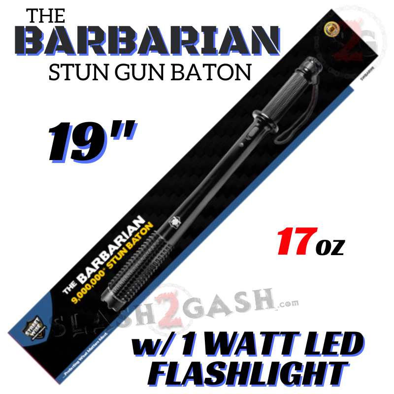 STUN BATON 9M Volts w/ LED Flashlight Stun Gun Streetwise - The Barbarian SD-StunGun - Tophatter Daily Deals