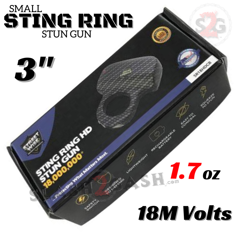 STUN GUN 18M Volts HD Steet Wise Self Defense Security - Sting Ring SD-StunGun - Tophatter Daily Deals