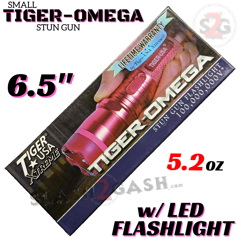STUN GUN 100M Volts w/ LED Flashlight Tiger USA - Tiger Omega Pink SD-StunGun - Tophatter Daily Deals