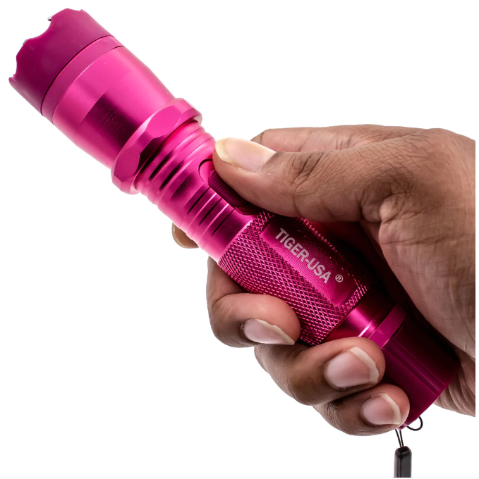 STUN GUN 100M Volts w/ LED Flashlight Tiger USA - Tiger Omega Pink SD-StunGun - Tophatter Daily Deals