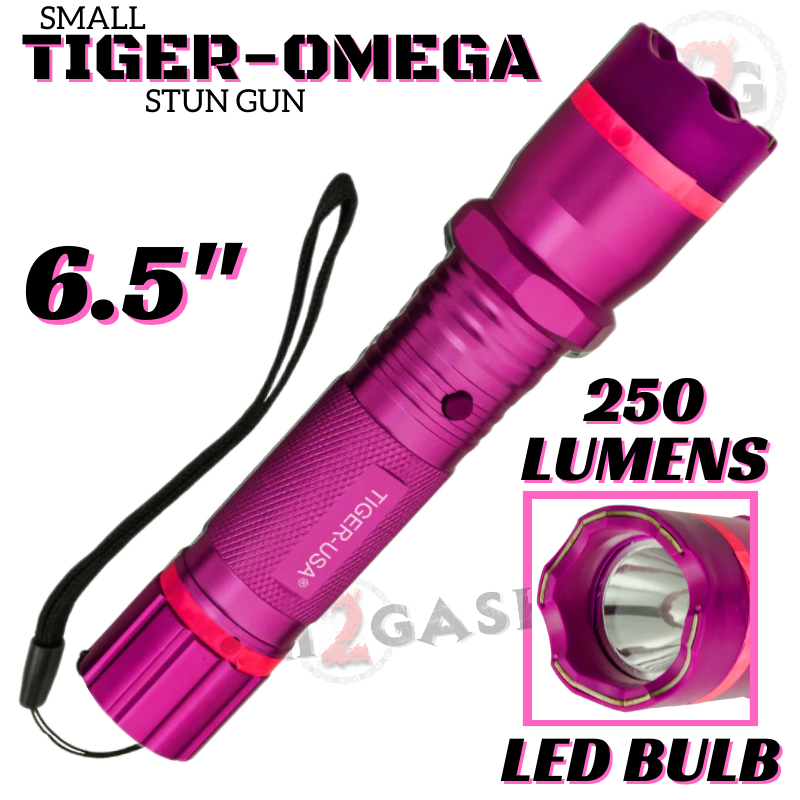 STUN GUN 100M Volts w/ LED Flashlight Tiger USA - Tiger Omega Pink SD-StunGun - Tophatter Daily Deals