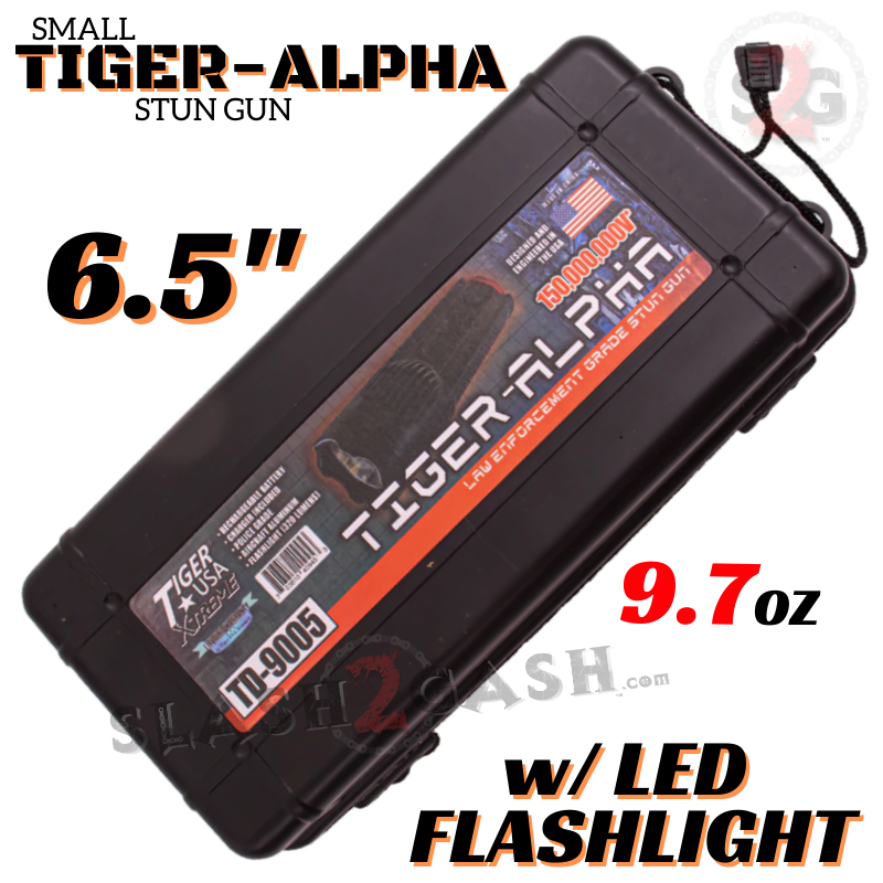 STUN GUN 150M Volts w/ LED Flashlight Tiger USA Police Grade - Tiger Alpha SD-StunGun - Tophatter Daily Deals
