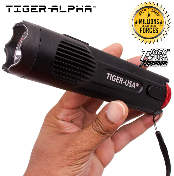 STUN GUN 150M Volts w/ LED Flashlight Tiger USA Police Grade - Tiger Alpha SD-StunGun - Tophatter Daily Deals