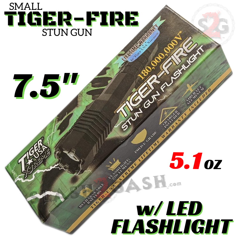 STUN GUN 180M Volts w/ LED Flashlight Tiger USA Police Grade - Tiger Fire SD-StunGun - Tophatter Daily Deals