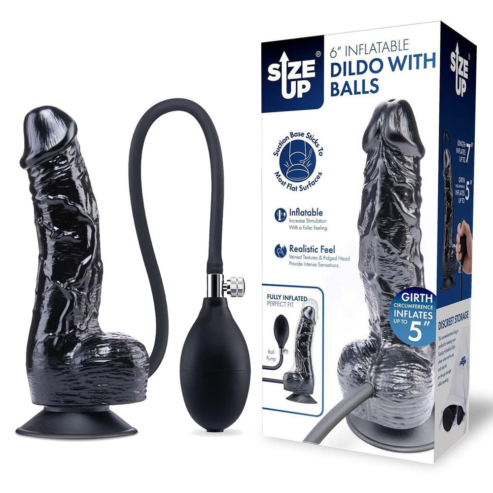 Size Up 6 Inch Inflatable Dildo with Balls – 7 Inch Inflatable Dildo > Dildos > Realistic Dildos - Tophatter Daily Deals