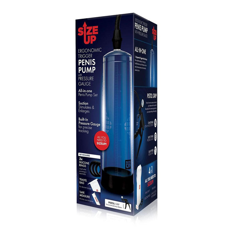 Size Up Ergonomic Trigger Penis Pump With Pressure Gauge - 8 Inch > Pumps > Penis Pumps - Tophatter Daily Deals