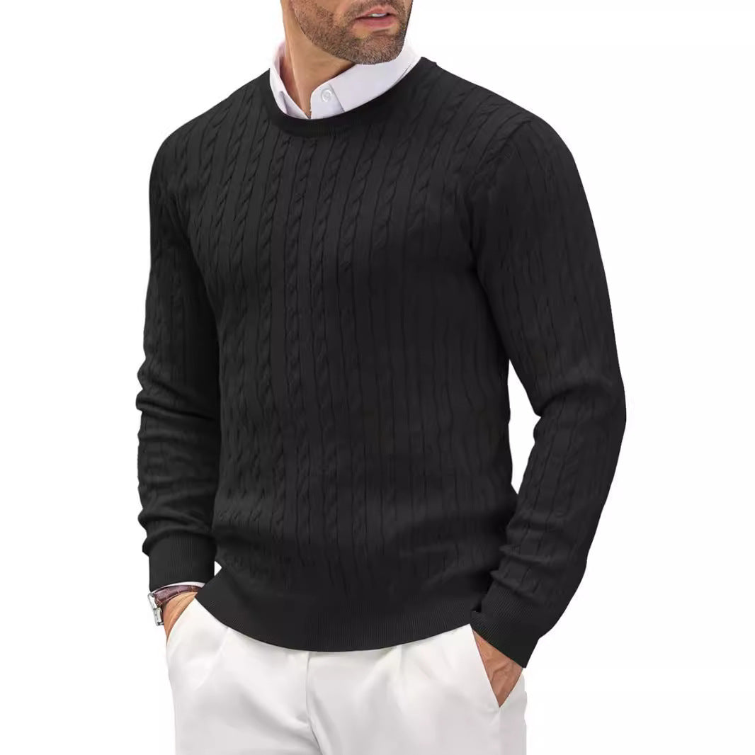 Fitted Men's Knit Sweater - Slim Cable Knit, Cotton, Casual - Tophatter Daily Deals