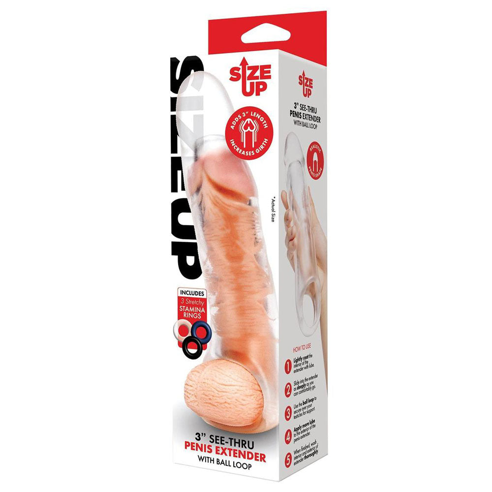 Size Up 3 Inch See Thru Penis Extender with Ball Loop > Sex Toys For Men > Penis Sleeves - Tophatter Daily Deals