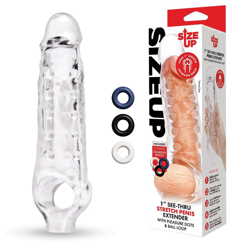 Size Up 1 Inch See Thru Stretch Penis Extender > Sex Toys For Men > Penis Sleeves - Tophatter Daily Deals
