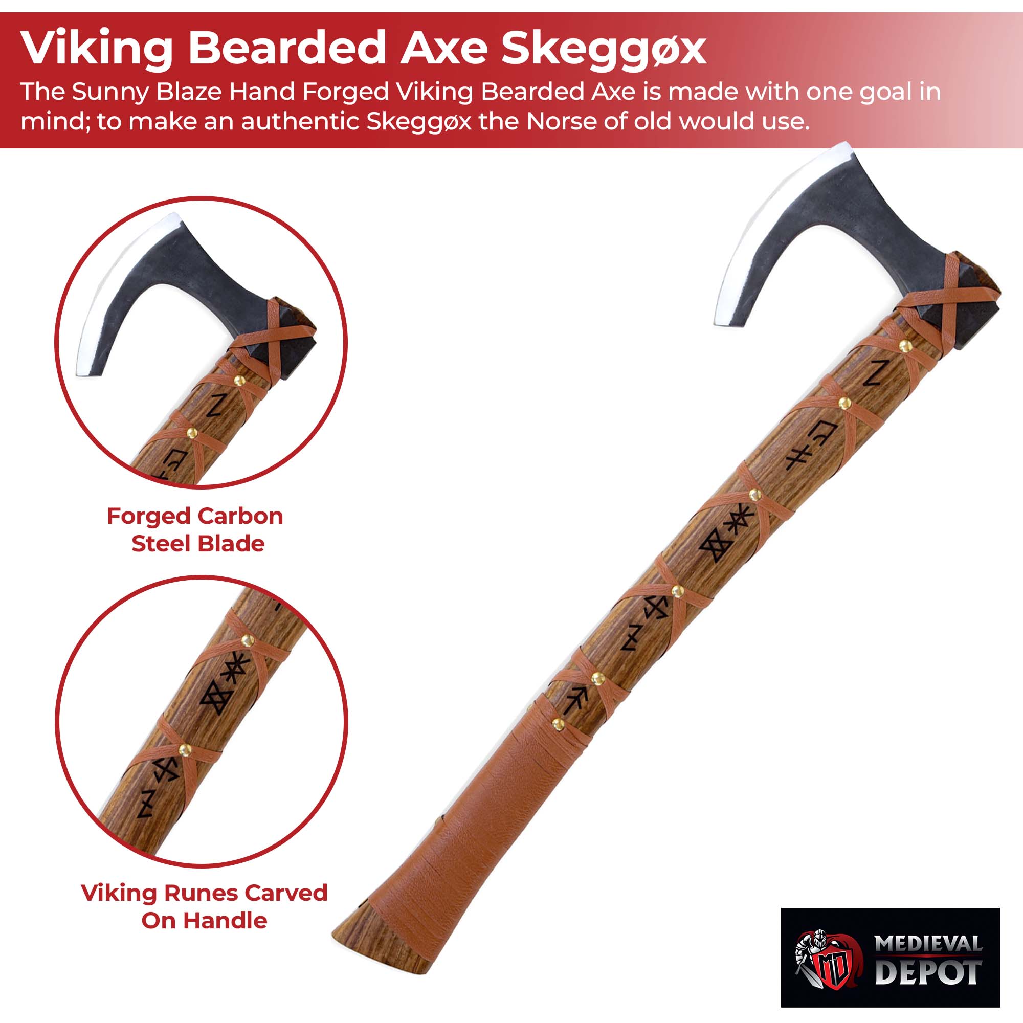 Sunny Blaze Hand Forged Functional Outdoor Viking Bearded Axe Skeggøx Axe - Tophatter Daily Deals