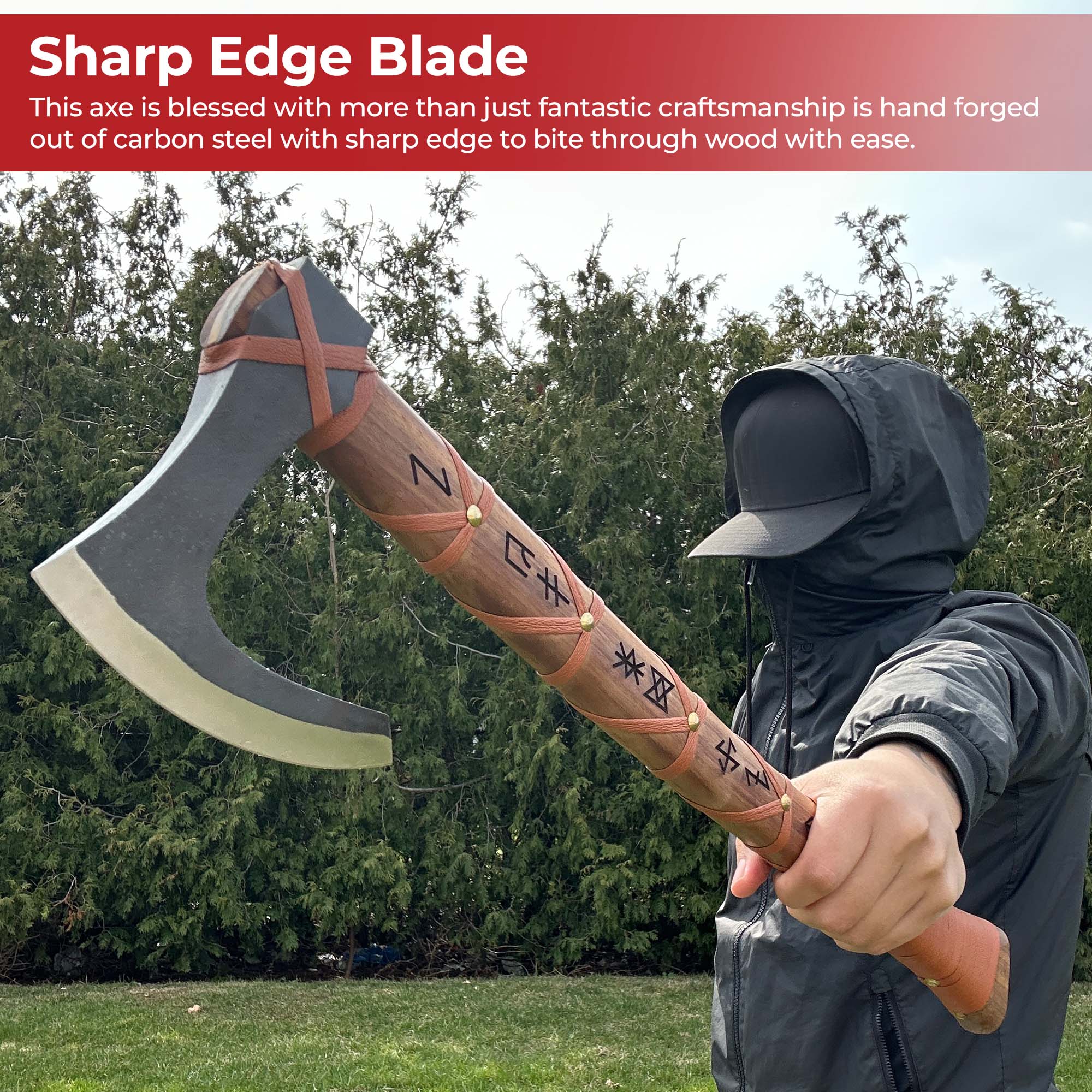 Sunny Blaze Hand Forged Functional Outdoor Viking Bearded Axe Skeggøx Axe - Tophatter Daily Deals
