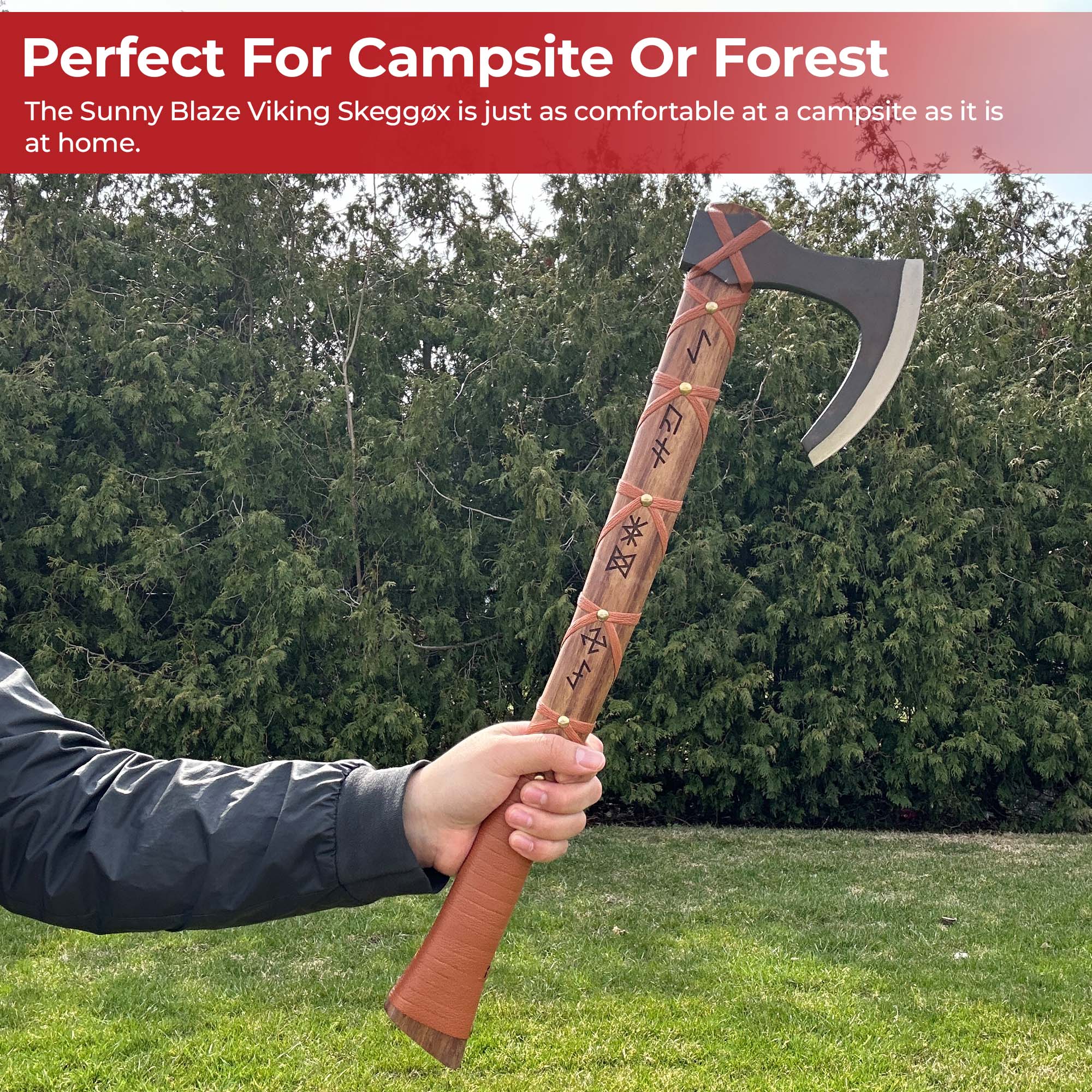 Sunny Blaze Hand Forged Functional Outdoor Viking Bearded Axe Skeggøx Axe - Tophatter Daily Deals