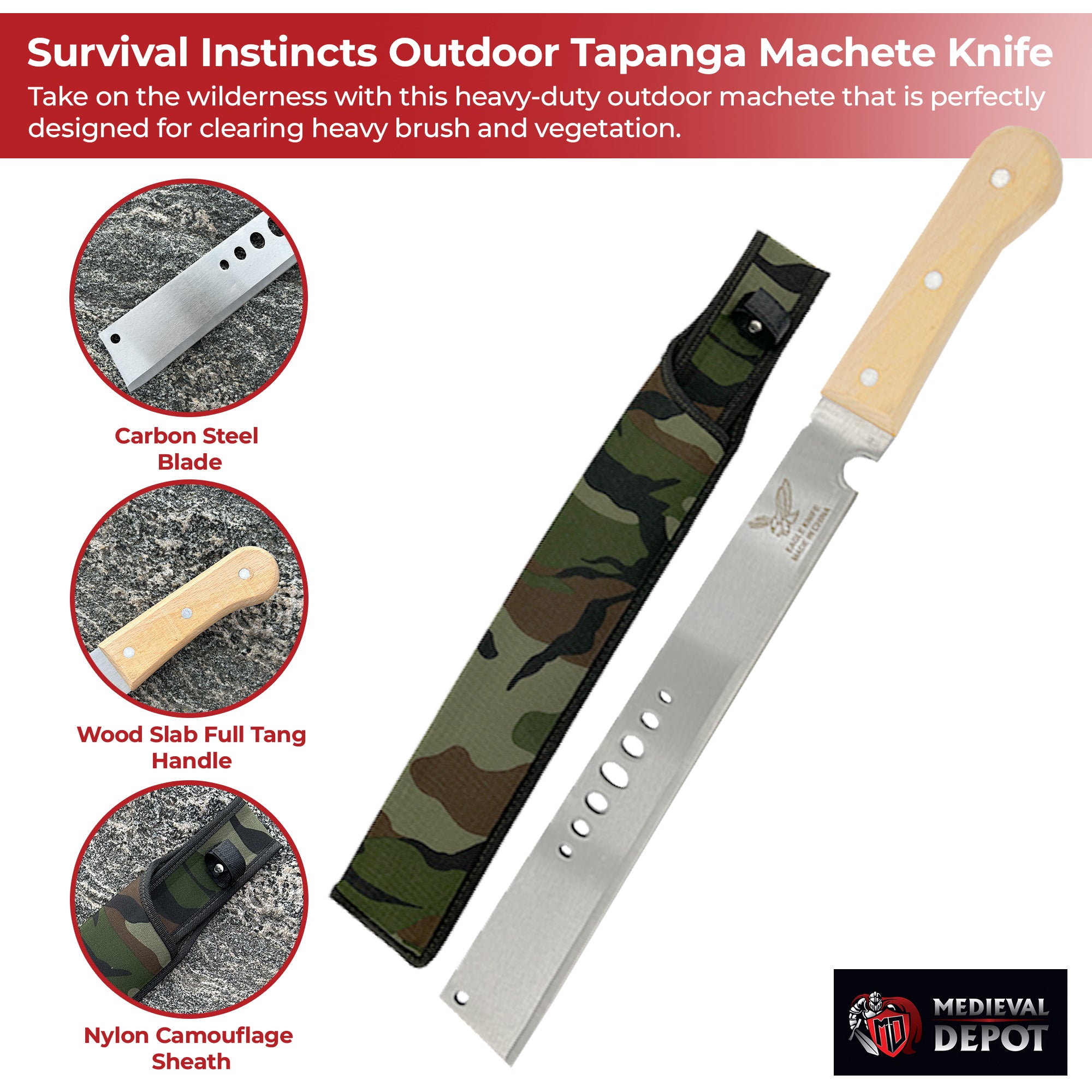Survival Instincts Outdoor Tapanga Machete Knife knives - Tophatter Daily Deals