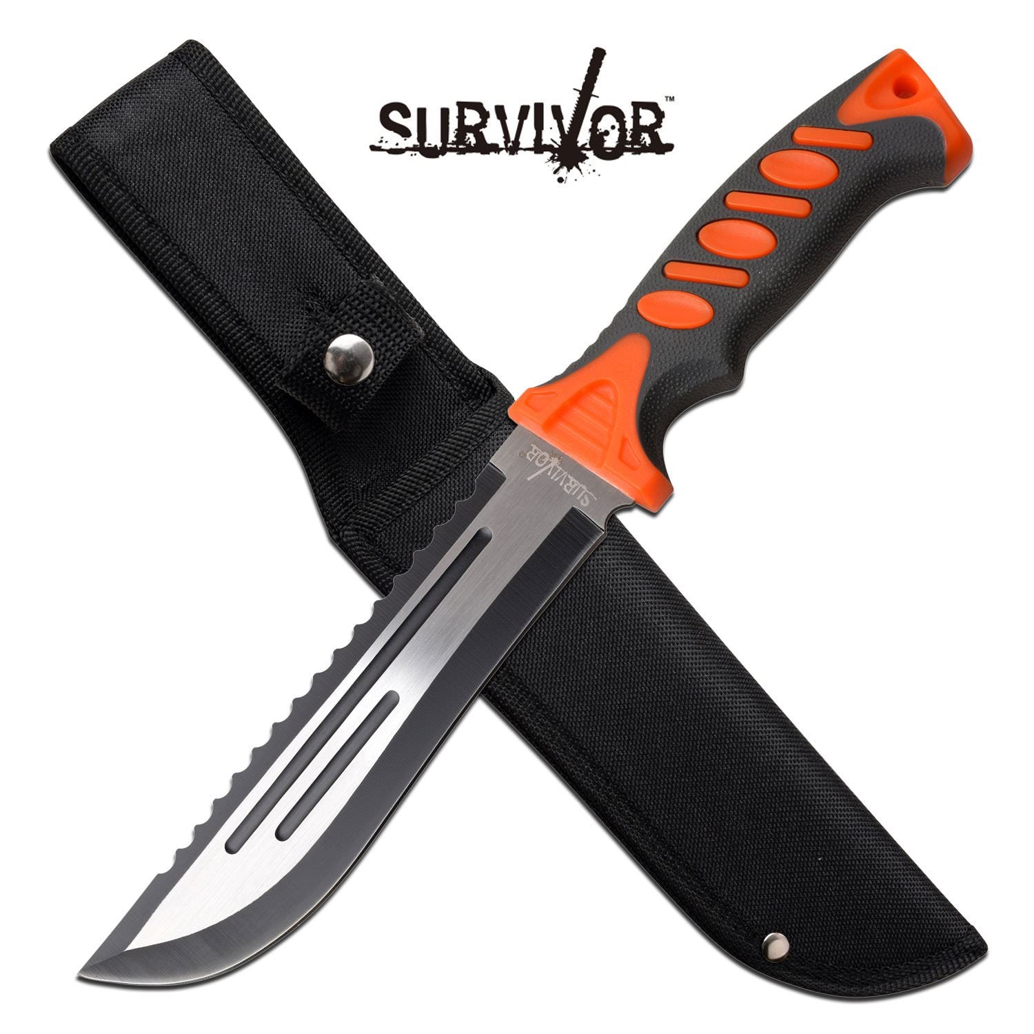 Orange Handle Fixed Blade Outdoor Survival Knife - Tophatter's Guns'N'Weapons Store Collectible Weapons - Tophatter Daily Deals