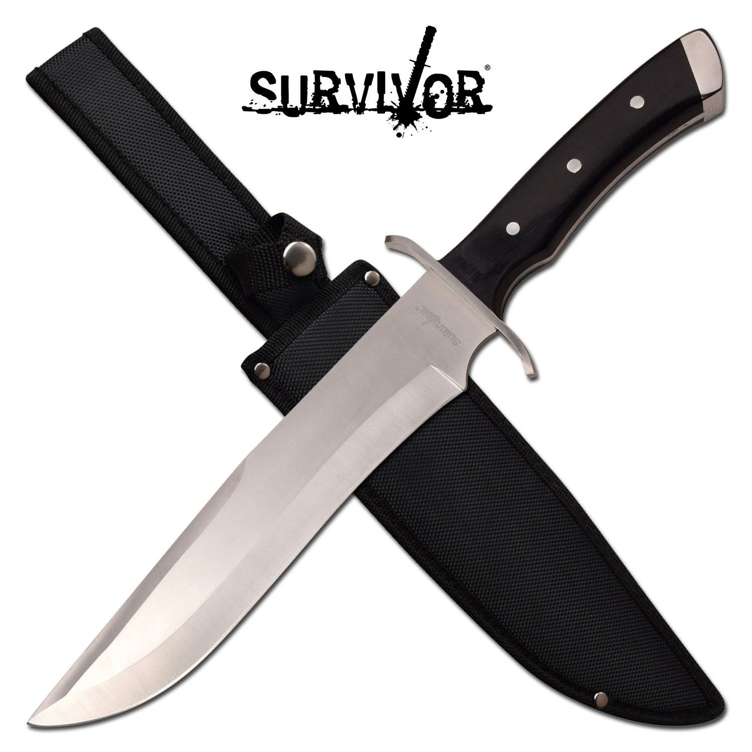 10" Blade Black Wood Handle Full Tang Hunter Bowie Knife - Tophatter's Guns'N'Weapons Store Collectible Weapons - Tophatter Daily Deals
