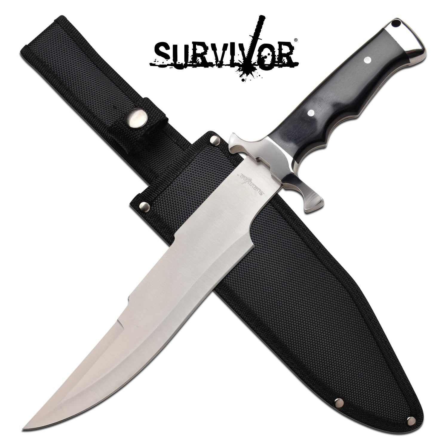Survival Bowie Knife 14.5 Inch Fixed Blade Knife Black Pakkawood Collectible Weapons - Tophatter Daily Deals
