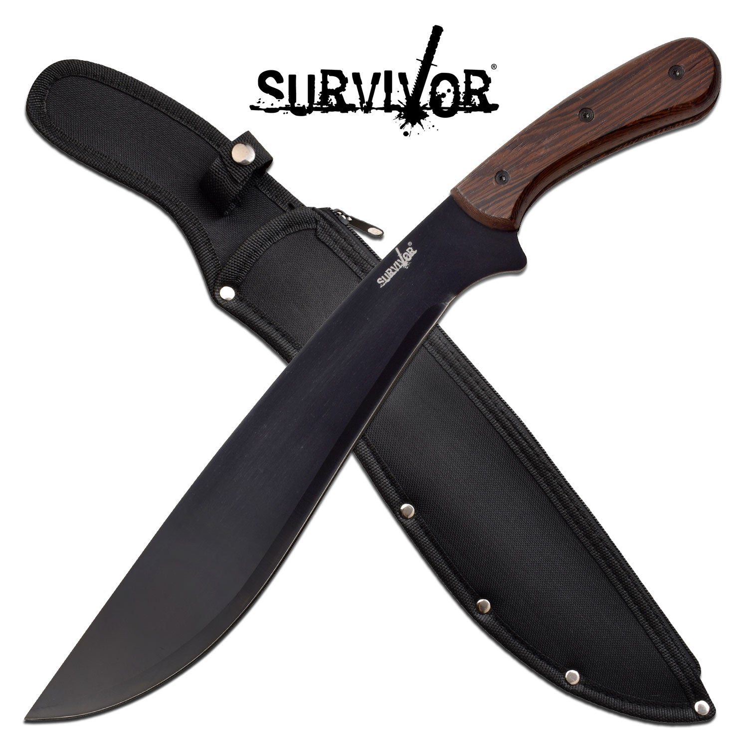 Survivor 22 Inch Machete Survival Knife with Wood Handle - Tophatter's Guns'N'Weapons Store Collectible Weapons - Tophatter Daily Deals
