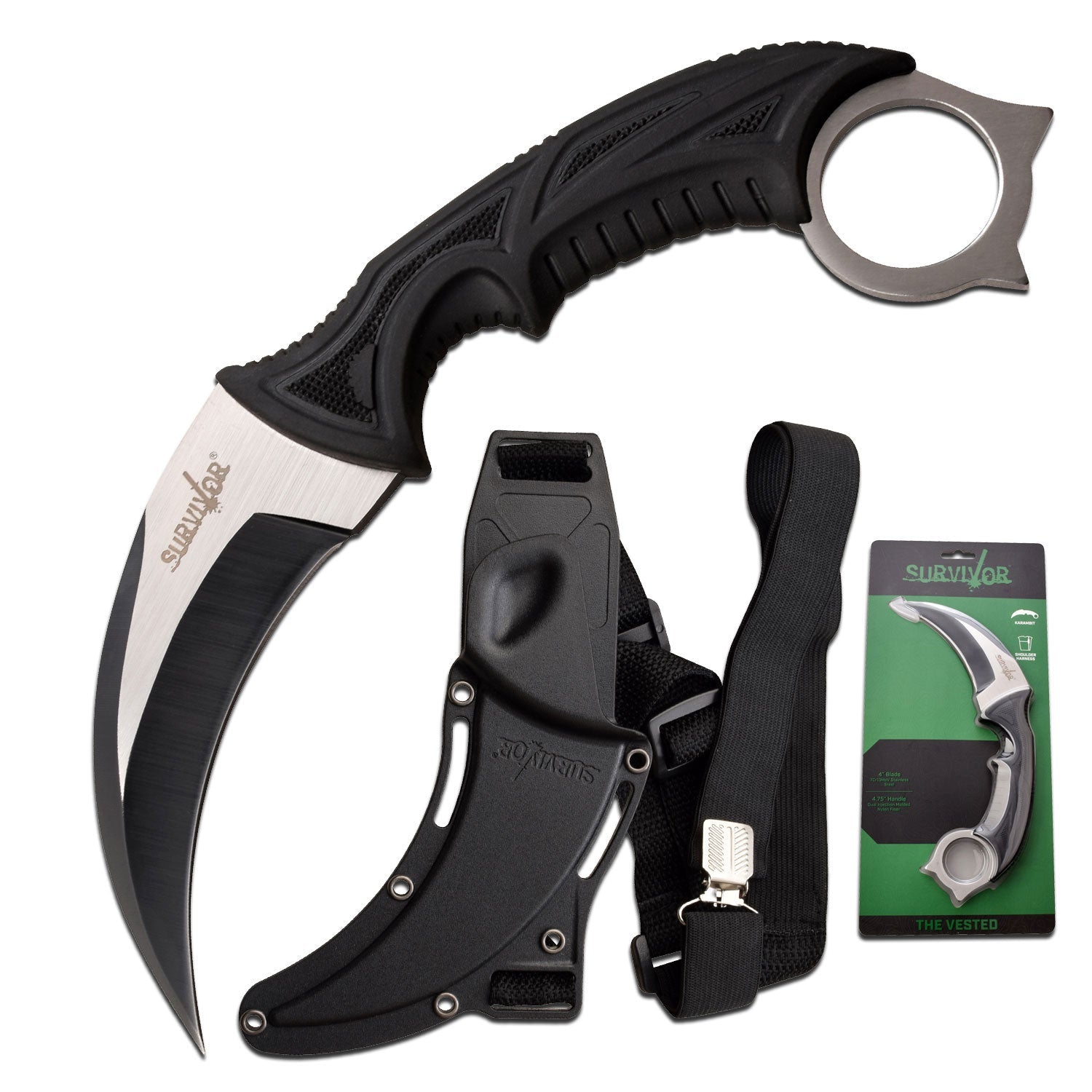 SURVIVOR - THE VESTED - FIXED BLADE KNIFE "HARNESS" - Tophatter Daily Deals