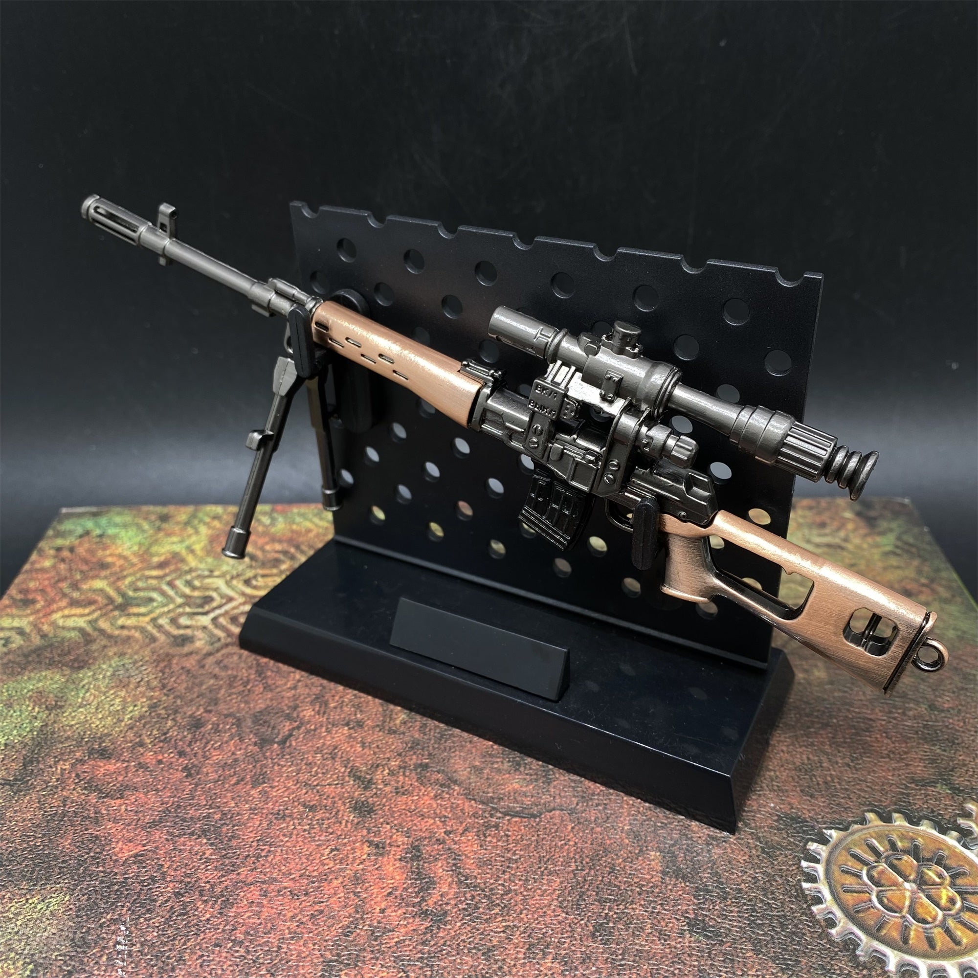 SVD Dragunov Sniper Metal Miniature Rifle 17CM/6.7" Wih Plastic Stand - Tophatter Daily Deals