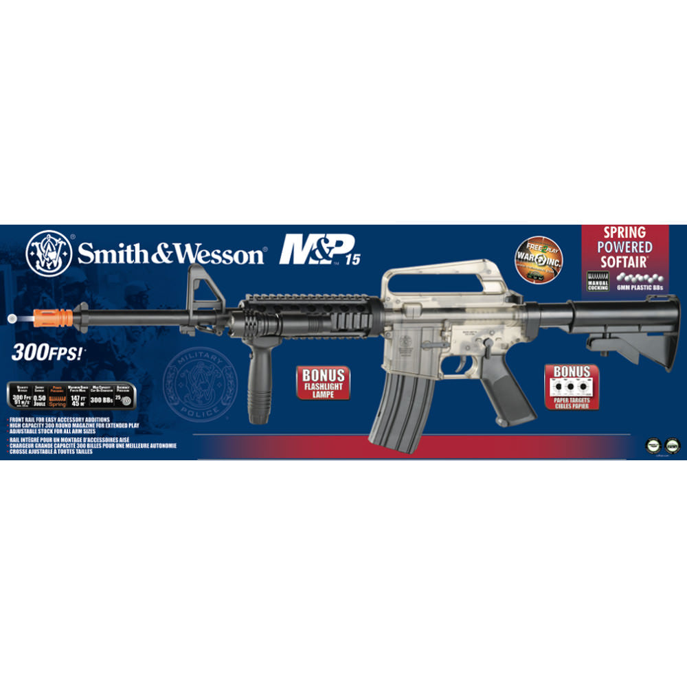 Smith & Wesson M&P15 Rifle FPS-300 Spring Airsoft Rifle Smoky Collectible Weapons - Tophatter Daily Deals