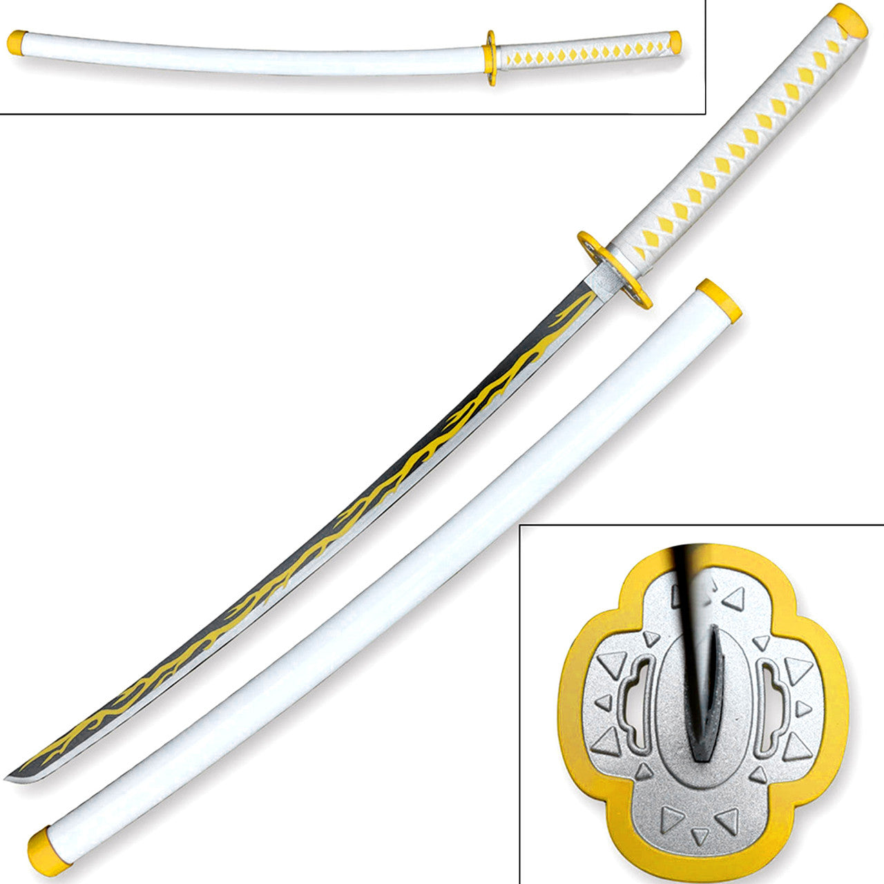 Art of Thunder Yellow Nichirin Katana Kimetsu No Yaiba Agatsuma Zenitsu Sword Collectible Weapons - Tophatter Daily Deals