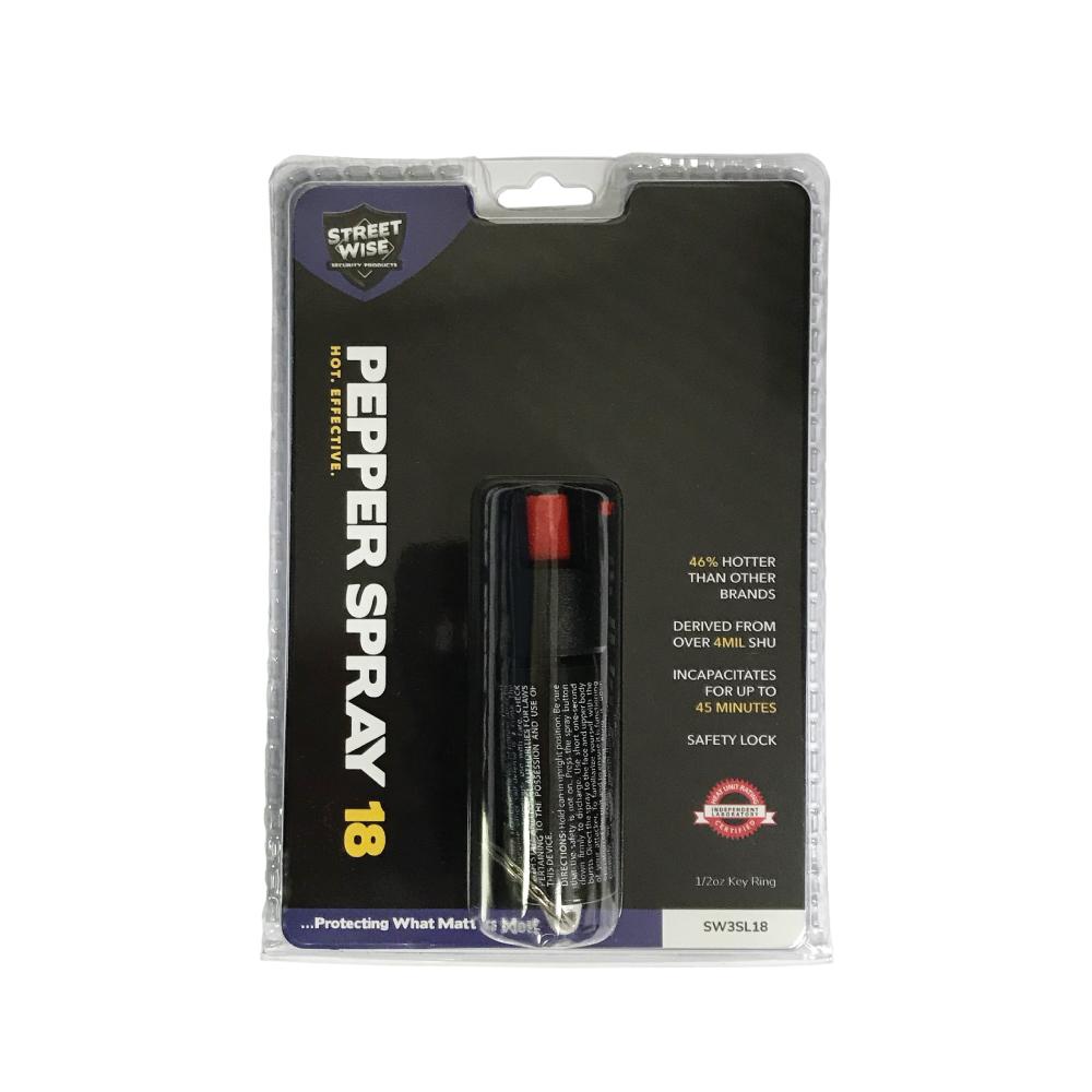 Streetwise 18 Stream Pepper Spray 0.5 oz Safety Lock Pepper Spray - Tophatter Daily Deals