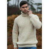 Warm Cozy Men's Turtleneck Sweater - Chunky Ribbed Wool - Tophatter Daily Deals