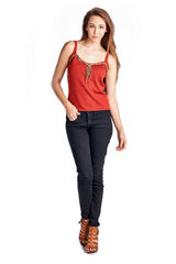 Women's Sweater Tank with Suede & Bead Trim Tanks - Tophatter Daily Deals