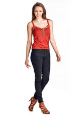 Women's Sweater Tank with Suede & Bead Trim Tanks - Tophatter Daily Deals