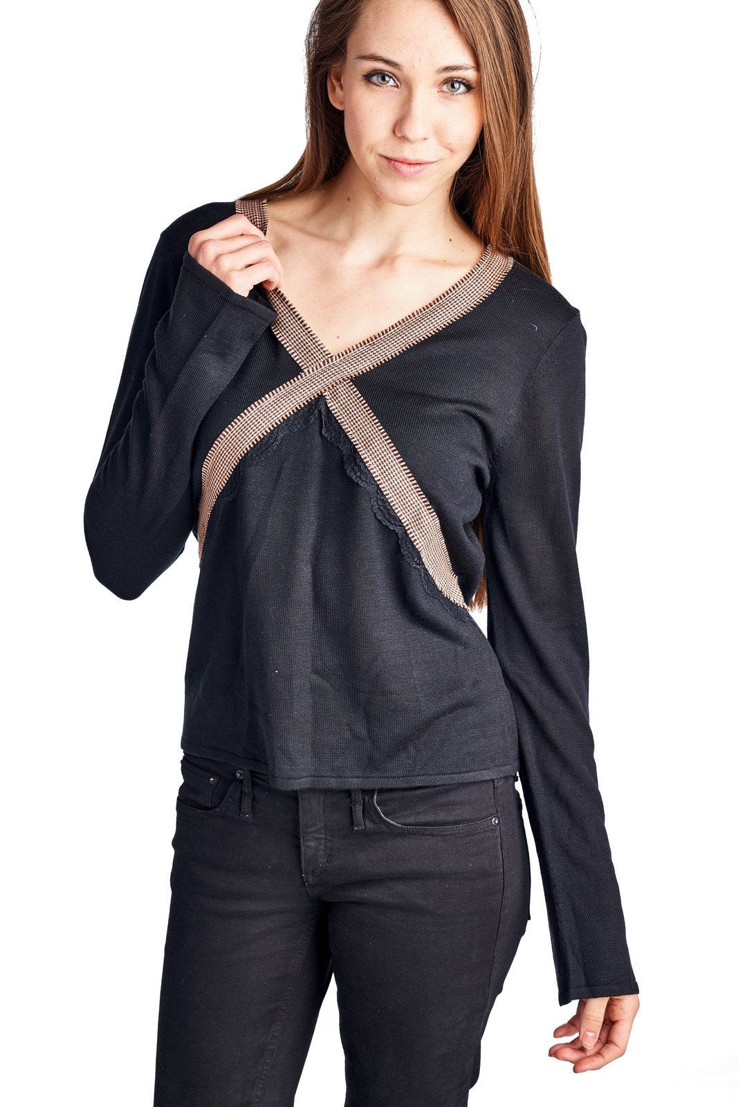 Women's Long Sleeve Sweater Top Black 97 Tops - Tophatter Daily Deals