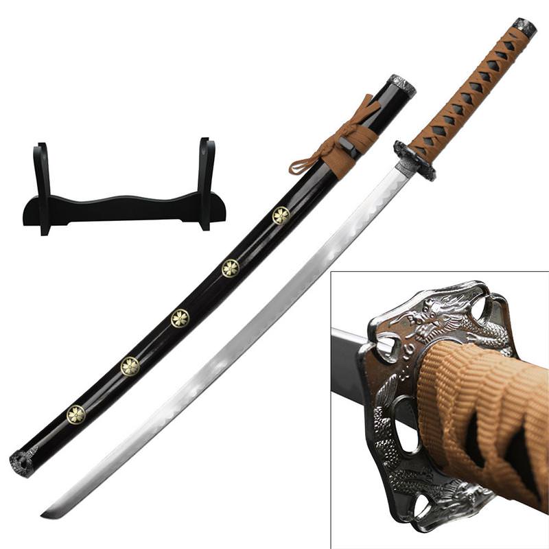 Brown Dragon Sakura Samurai Sword With Stand - Tophatter's Guns'N'Weapons Store - FREE SHIPPING Collectible Weapons - Tophatter Daily Deals