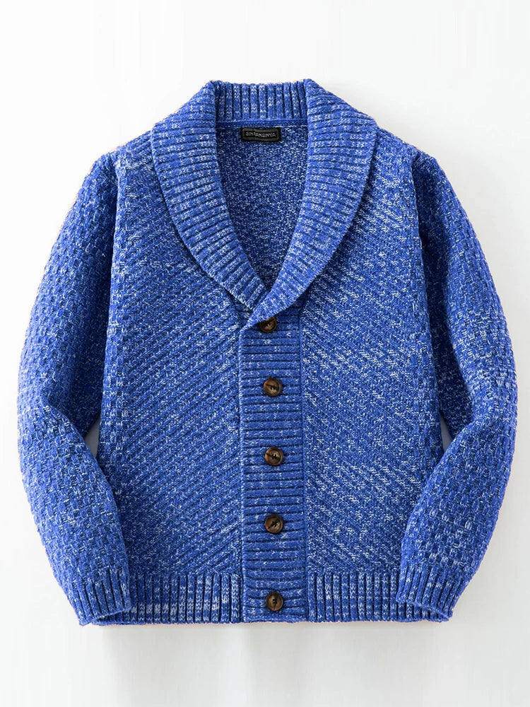 Soft Classic Mens Cardigan - Shawl Collar, Knit, Casual Blue - Tophatter Daily Deals