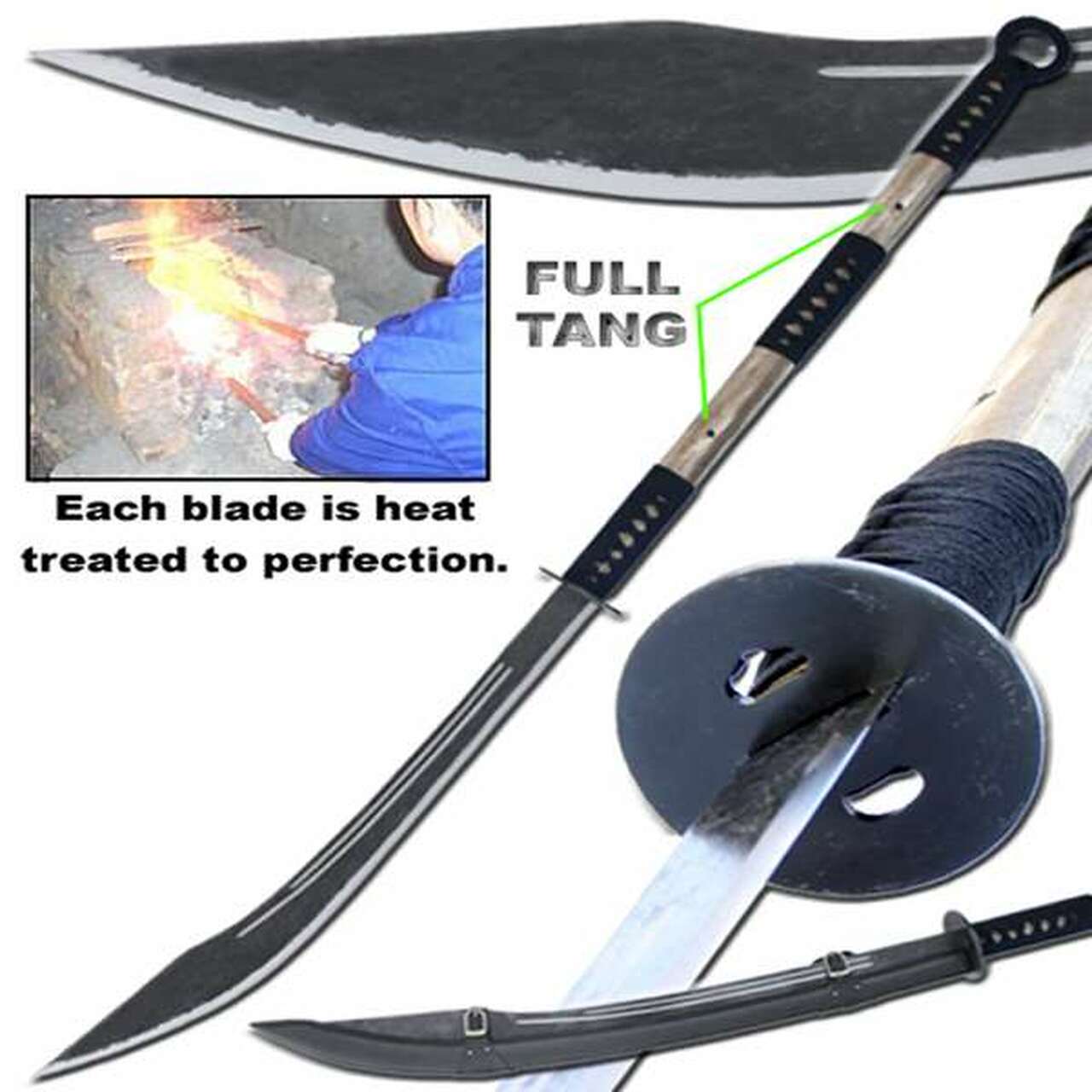Hand Forged Japanese Replica Ashigaru Naginata Polearm Sword - TOPHATTER'S ARMORY DEALS Collectible Weapons - Tophatter Daily Deals