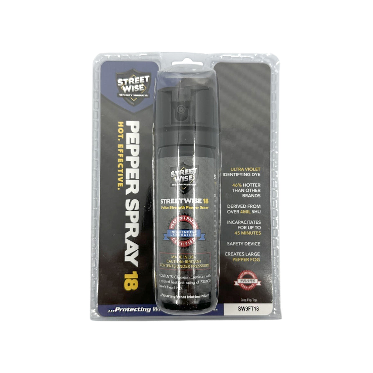 Streetwise 18 Stream Pepper Spray 3 oz Flip Top Pepper Spray - Tophatter Daily Deals