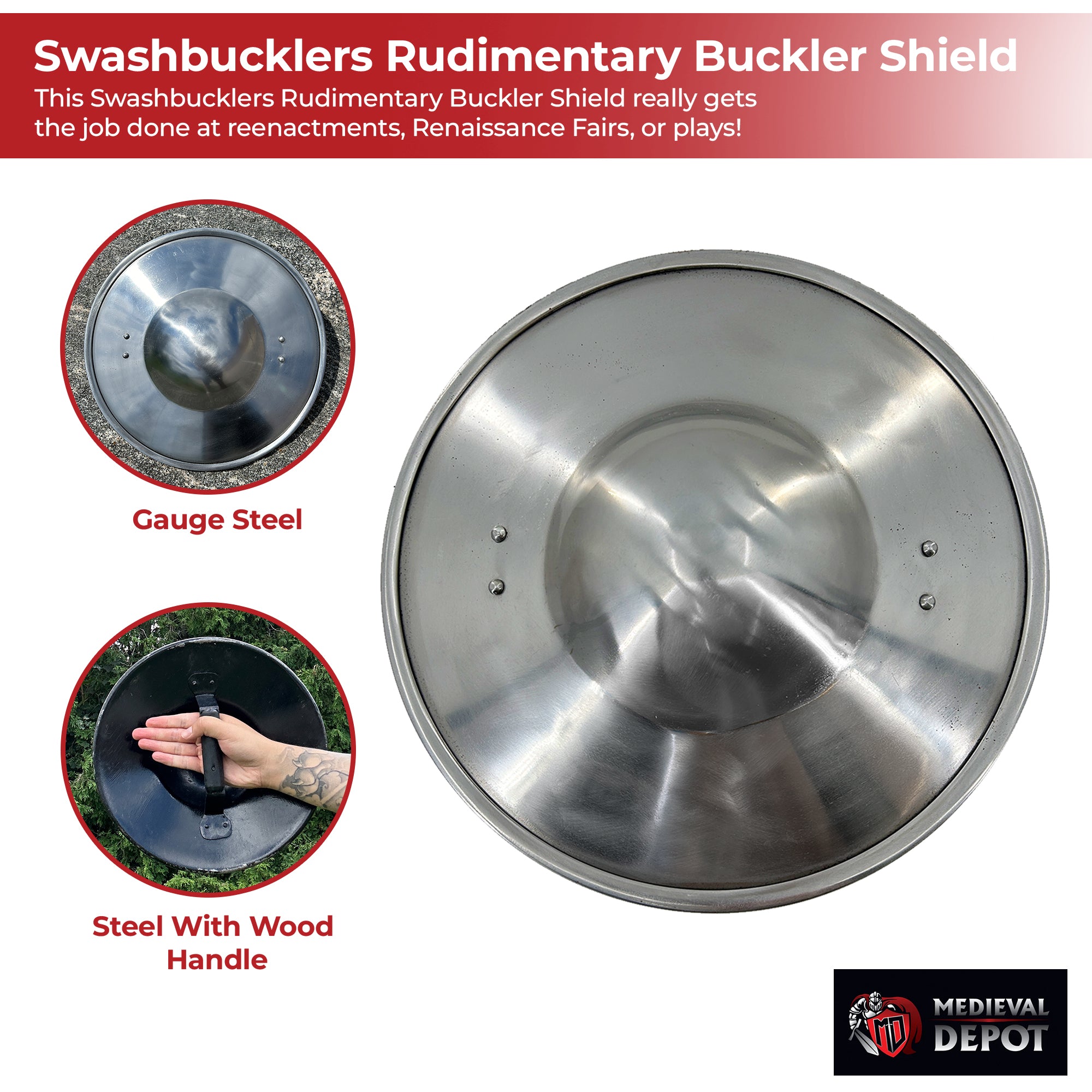 Swashbucklers Rudimentary Buckler Shield historical period - Tophatter Daily Deals