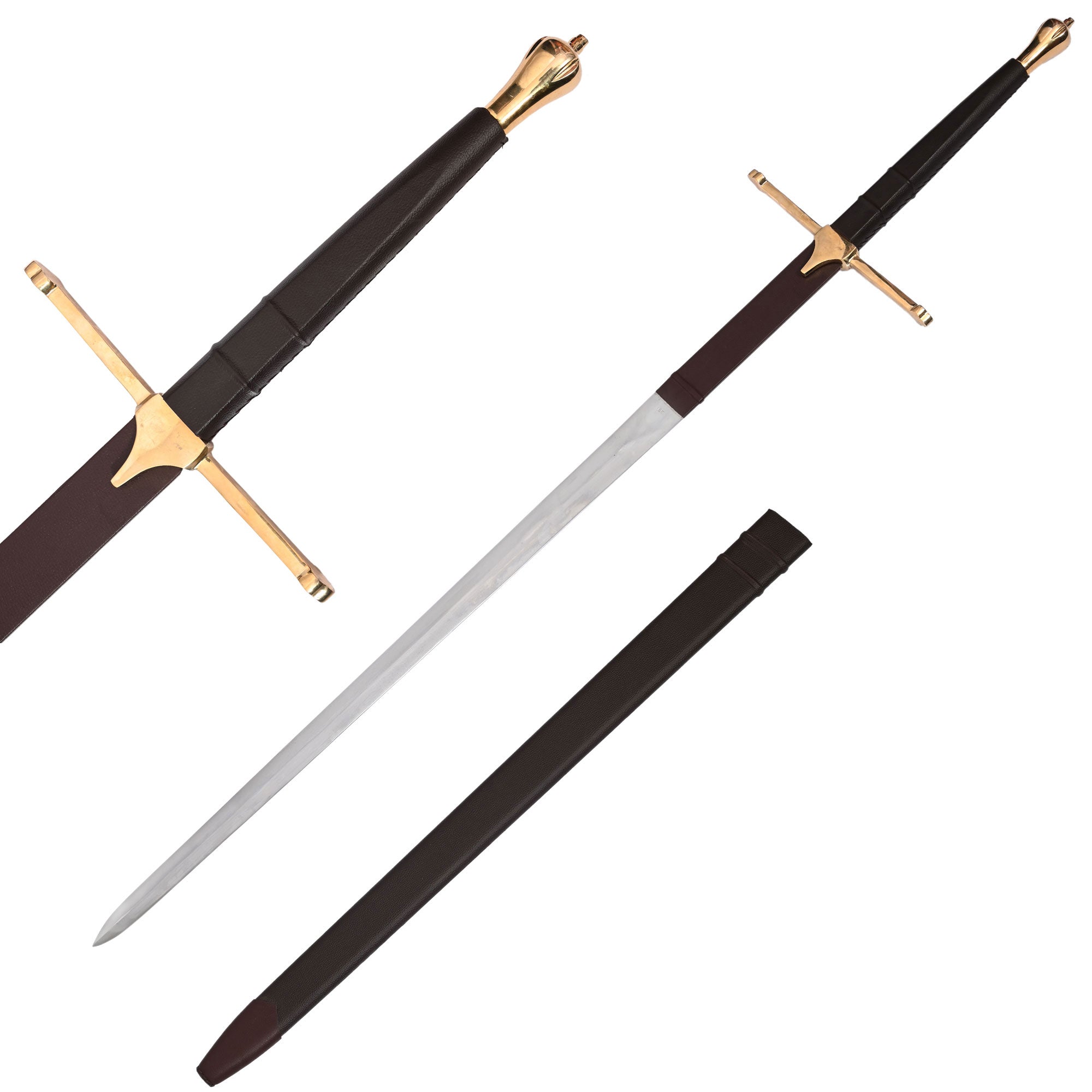 Sir William Wallace Sword Brass - Claymore Medieval Sword With Scabbard Collectible Weapons - Tophatter Daily Deals