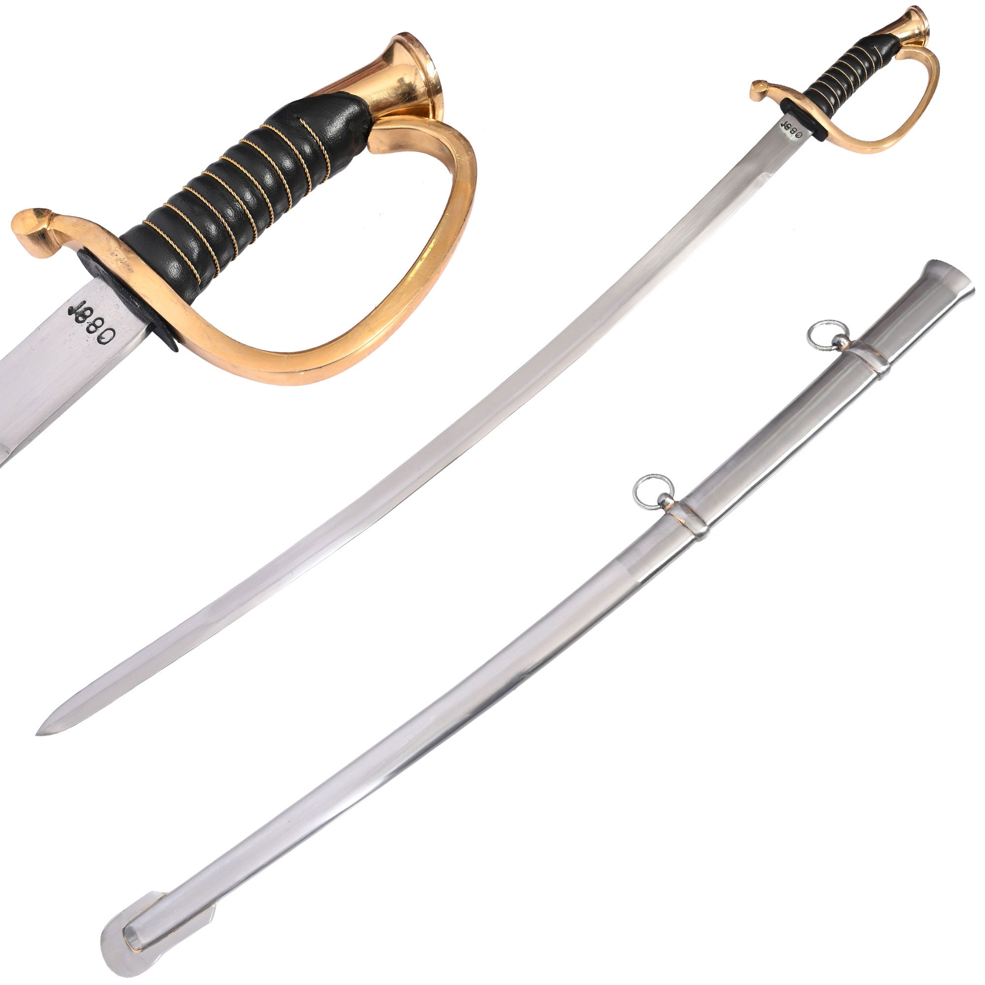 Light Cavalry Saber 39 Inches Carbon Steel Blade Replica Sword Collectible Weapons - Tophatter Daily Deals
