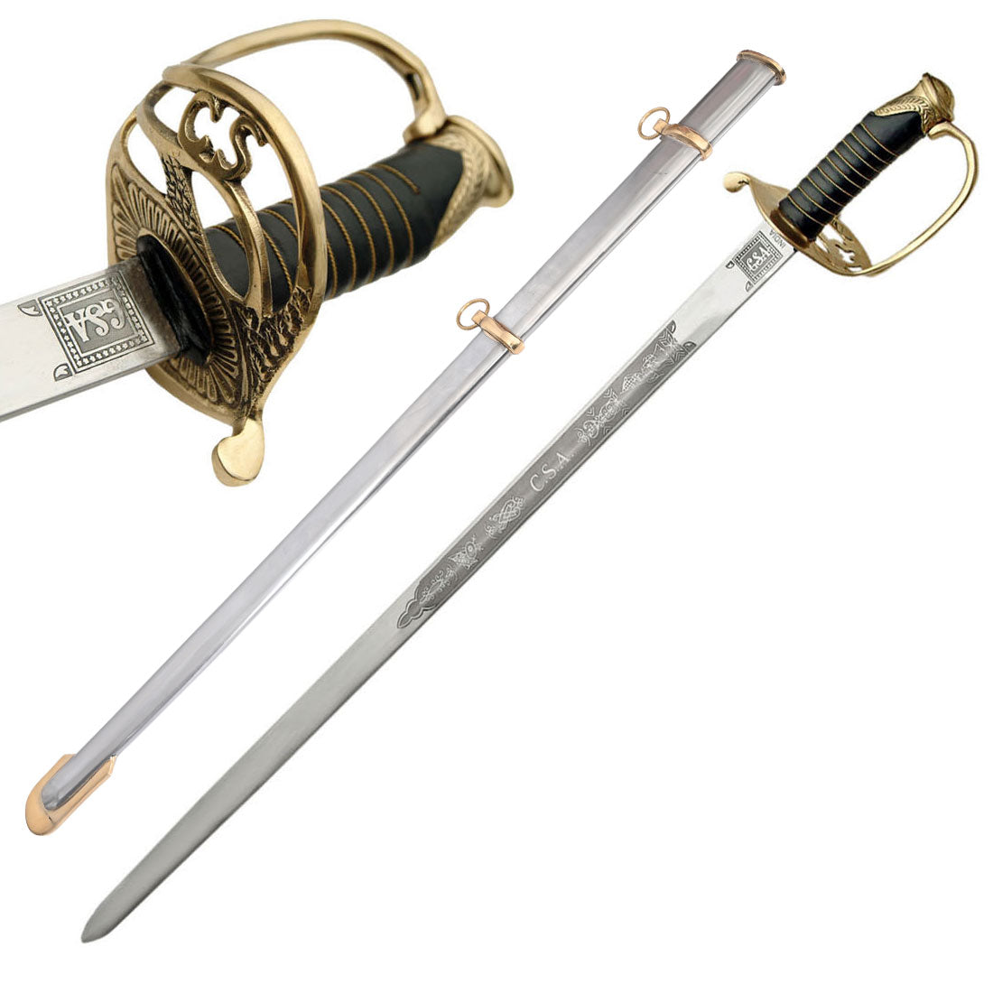 1860 CSA Shelby Officer Civil War Replica Sword Collectible Weapons - Tophatter Daily Deals