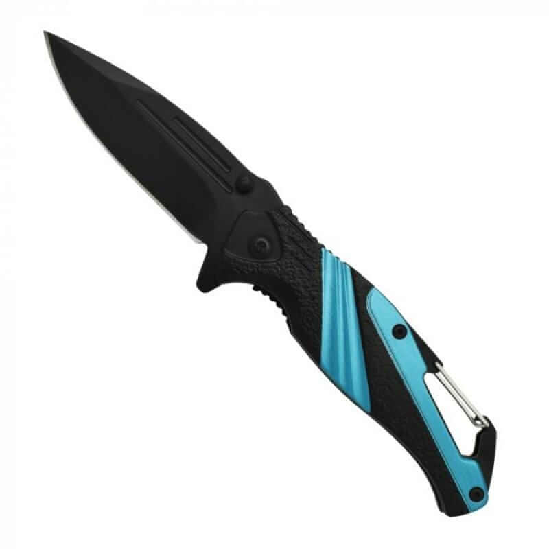 Blue Carabiner Folding Pocket Knife Knives & Knuckles - Tophatter Daily Deals