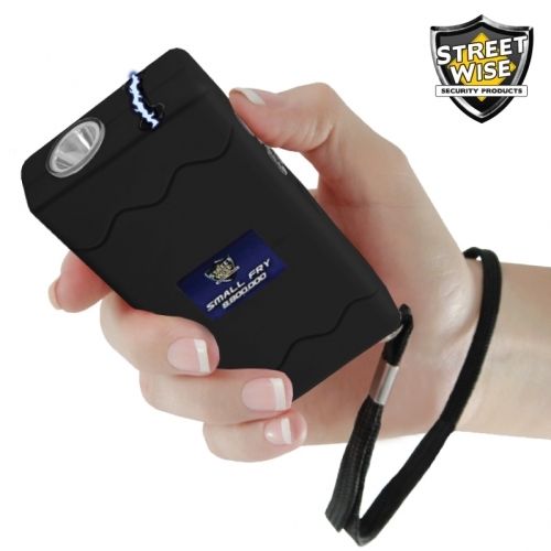 Small Fry 8,800,000 Black Powerful Mini Stun Gun Flashlight Rechargeable SD-StunGun - Tophatter Daily Deals
